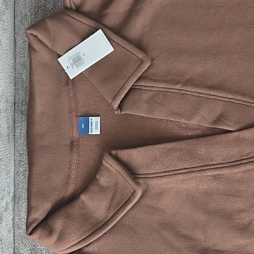 Old Navy Polo Fleece Sweatshirt Size 3X Brown Collared Long Sleeve Relaxed Fit